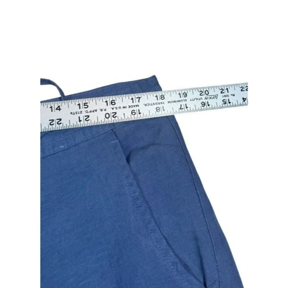 Linea Uomo Linen Blend Pants Mens 38x30 (37x28) Drawstring Beach Vacation Blue
